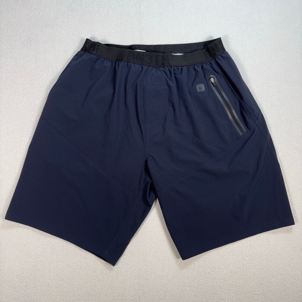 BN3TH 9" Lined 2in1 Shorts Men's S* Navy Stretch Zip‎ Pockets Gym Workout Sample